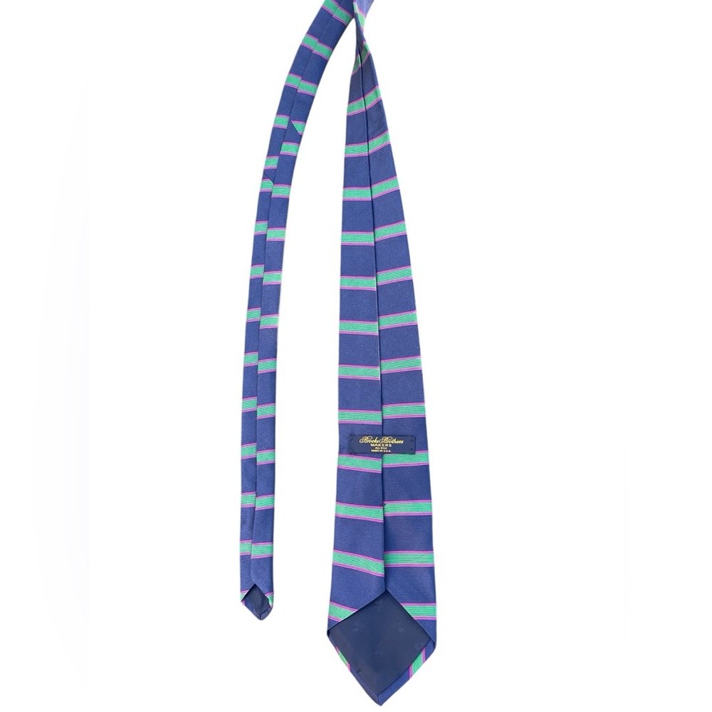Brooks Brothers men’s silk tie/striped quiet luxury/necktie/blue/green/pink - Picture 5 of 5